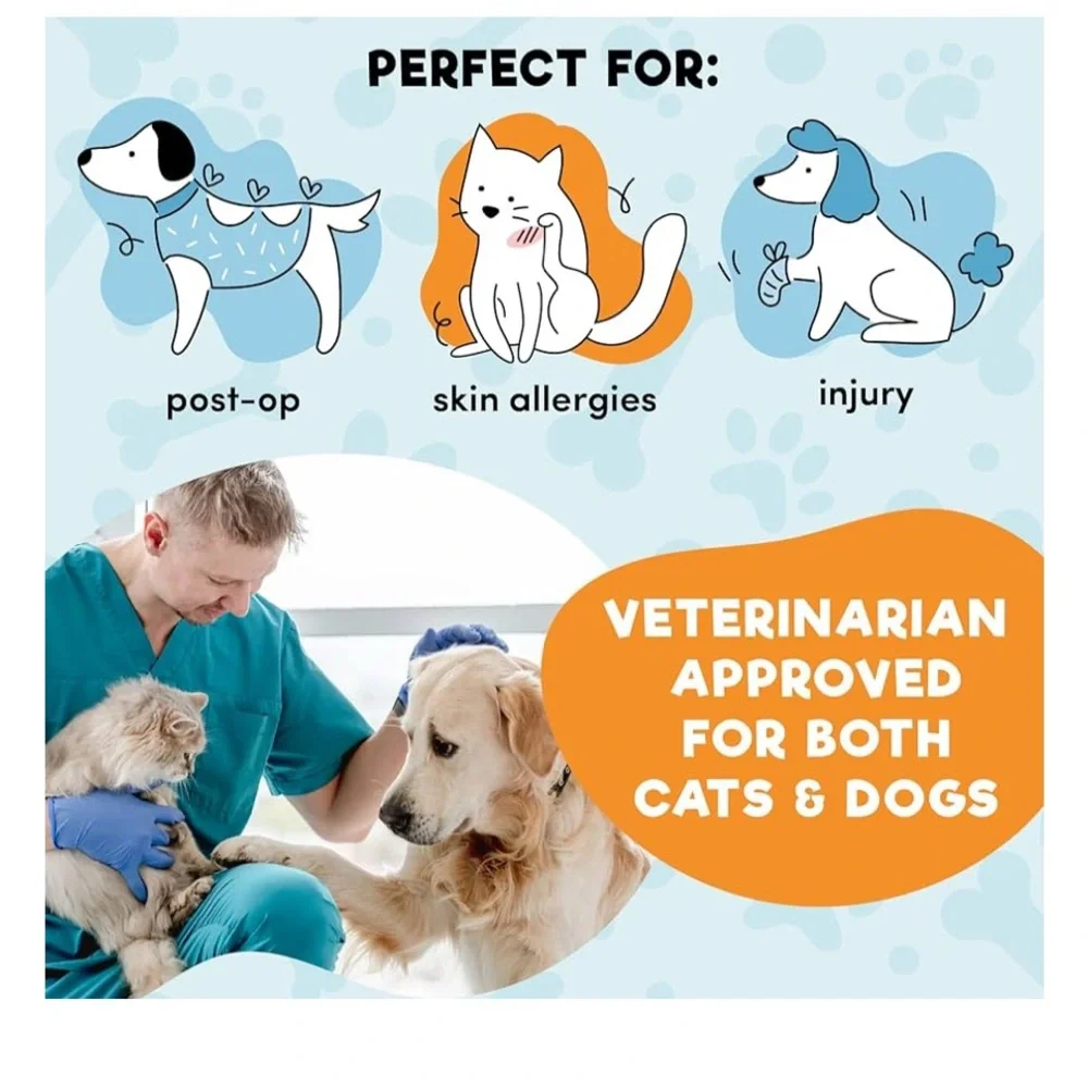 Protective Inflatable Collar for Dogs and Cats Soft Pet Recovery Medium Blue